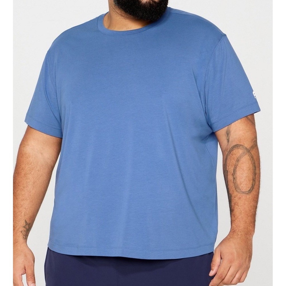 NWT Men's Fabletics 24-7 Tee T-Shirt Anti-Stink Sweat Wicking Classic Indigo 4X
